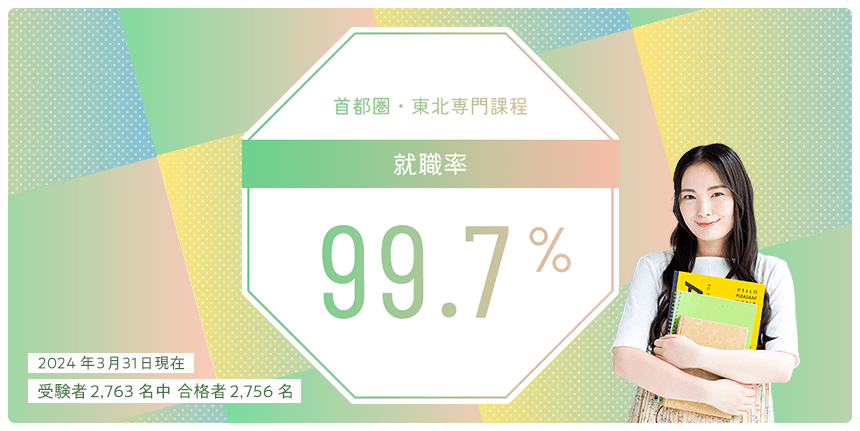 首都圏・東北専門課程 公務員1次・筆記試験合格率96.2%　公務員試験に強い！